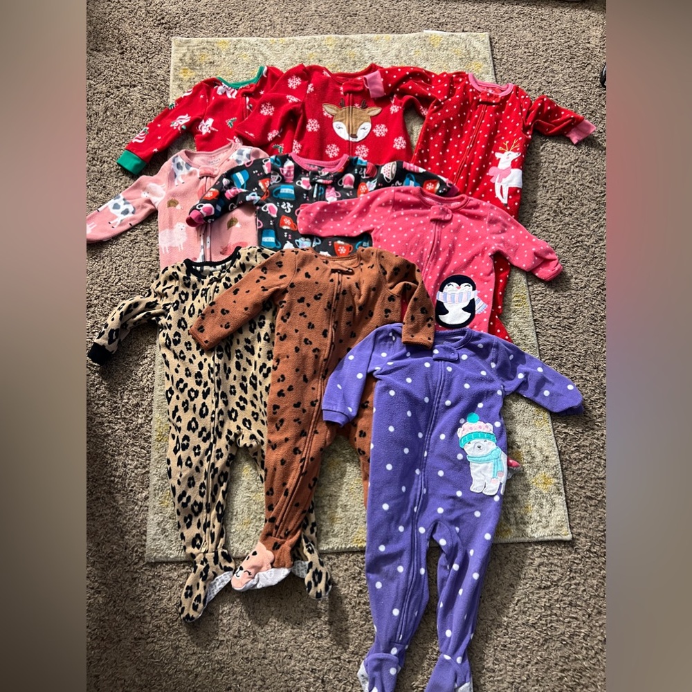 Carters baby girl 12 month sleeper bundle